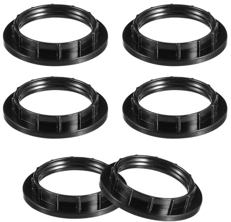 Giantree 6 Stück Lampenschirm Ring Konverter, Schraubring für Lampenschirm, Kunststoff Lampenschirm Ring Kragen Ring für Lampenschirm für Lampenschirm Halterung Tischlampe Deckenleuchten (schwarz)