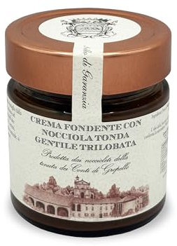 Conti di Gropello - Crema Spalmabile Nocciola Fondente Composta al 100% da nocciole del Piemonte - Crema di Nocciola Tonda Gentile Trilobata Artigianale e Naturale 200 g