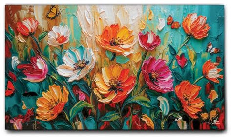 Giallobus - Gemälde - 44 - Symphonie der Blumen - Leinwand mit Standardrahmen - 140x80 - Bereit zum Aufhängen - Moderne Gemälde