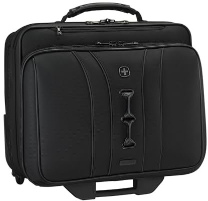 WENGER Legacy Black Series Aktenkoffer, Laptop-Tasche zum Rollen, Trolley, Notebook bis 15,6 Zoll, 29 l, Büro Business Uni Schule, Schwarz, 653631