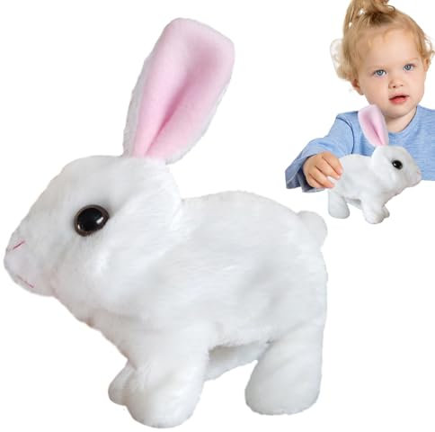 Rrlihjgu Bunny interactif réaliste, Jouets de Lapin interactifs pour | Toys en Peluche Interactive Toys Bunny en Peluche - Animal électronique en Peluche Rabbit réaliste Soupage à Sauter des Oreilles