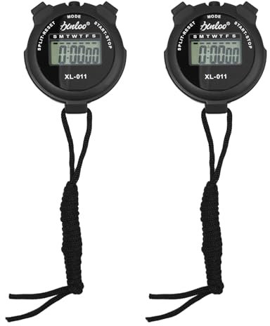 2 Pièces Chronomètres Multifonction Chronomètre de Sport Montre Minuterie de Chronomètre Portable, Appliqué au Courir Football Basket Natation et Les Autres Sports, Noir