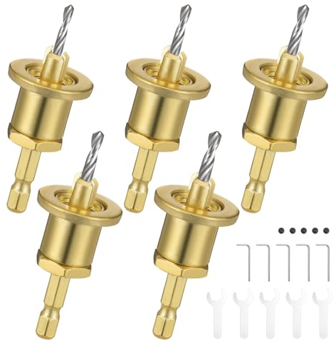 eROOSY 5 brocas avellanadas con tope de profundidad, taladro de 8 mm con avellanador, taladro de madera con avellanado para carpintería, plástico, perforación