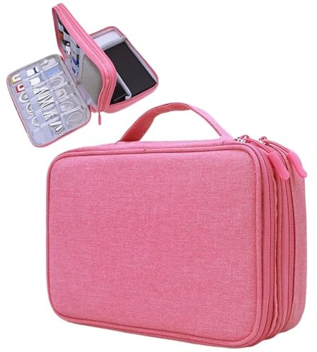 Zubehör-Tragetasche, Gadget-Tasche, Reise-Kabel-Etui, Elektronik-Organizer für Ladegeräte, Kabel, Powerbank, Festplatte (Rosa)