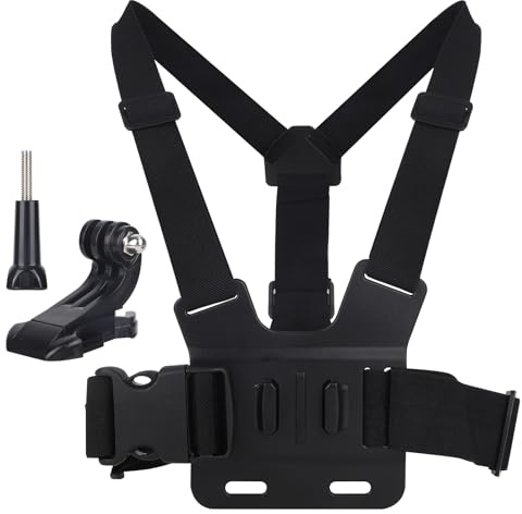 lasuroa Leichter Brustgurt für Action Kamera, Atmungsaktiver ABS Kamera Brustgurt Kompatibel mit kompatibel mit AKASO DJI Osmo Action-Kamera (Schwarz)
