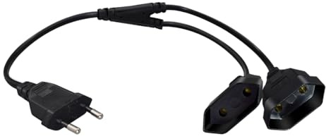 Câble diviseur de Prise européenne 2 Broches - Fiche mâle vers Double Prise Femelle, Rallonge Double pour appareils européens (0,4 m / 1,31 pi)