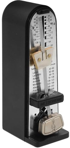 STOBAZA Mechanisches Metronom für Klavier Gitarre Schlagzeug Präzises Kleiner Takt Tempoinstrument mit Glocke Schwarzes Metallgehäuse Geeignet für Anfänger und Musiker