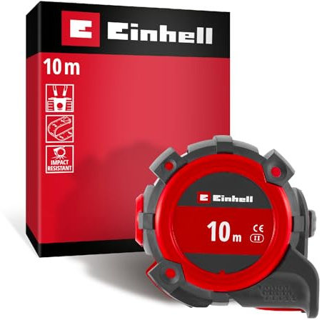 Einhell Bandmaß, 10 m | Autolock | Nylonbeschichtung | Magnet-Endhaken | doppelseitige Skalierung | stoßfestes Gehäuse