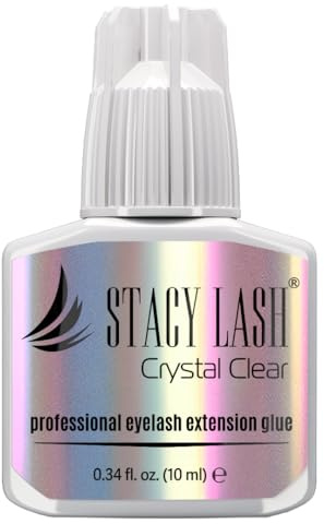 Crystal Clear Eyelash Extension Glue Stacy Lash (0.34fl.oz/10ml)/1 Sec Drying Time/Retention – 8 Weeks/Transparent Adhesive