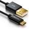 deleyCON 2m Câble Micro USB Nylon + Connecteurs Métalliques Câble de Charge Câble de Données Câble de Charge Rapide Smartphone Tablette - Noir
