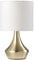 ONLI Tischlampe Gold aus satiniertem Metall und Lampenschirm aus weißem Stoff 6 W