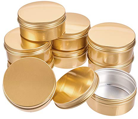 BENECREAT 10 Pack 150ml Contenitore Rotondo in Alluminio con Contenitore cosmetico con Tappo in Filo - Ideale per conservare Piccole Cose (Oro)