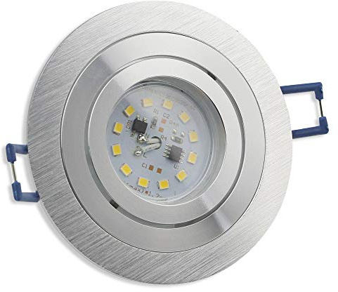 LED Einbaustrahler silber - rund 7 Watt neutralweiß 230V flach - Einbauleuchte schwenkbar Ø 80mm Bohrloch - Einbau-Spot Decken-Strahler Deckeneinbaustrahler Deckenspot