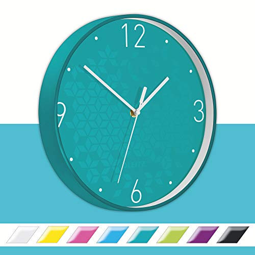 Leitz Wanduhr WOW, Eisblau, 32.5 x 31.1 cm
