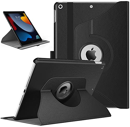 TiMOVO Coque pour Nouvel iPad 9ème Gén 2021, iPad 8ème Génération 2020, iPad 7ème Gén 10,2 2019, Pivotant à 360 Degrés de Swivels Éveille/Veille Auto Retina Display Tablette - Noir