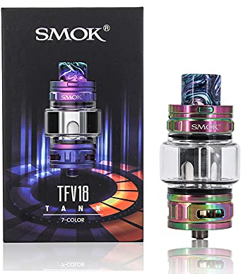 TFV18 Tank 7.5ML Atomizador de cigarrillo electrónico Fit TFV18 Mesh Dual Mesh RBA Coil Vaporizador para Morph 2 MOD Vaping (Arco iris)