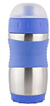 Kid Basix Safe Sporter, Lunch & Sport Stainless Steel Water Bottle, Easy Pull Spout, Mud Cap, Dishwasher Safe, Holds 12oz, Blue