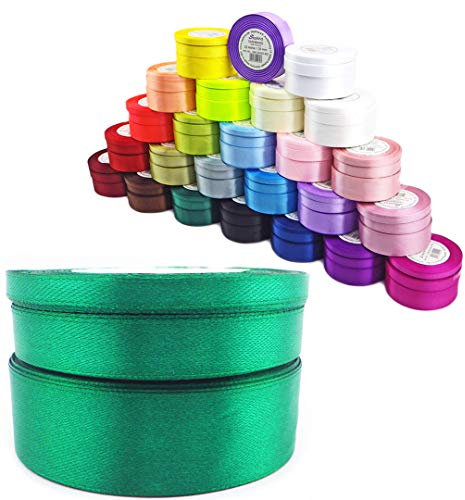 Satinband Schleifenband Dekoband Band Bastelband Geschenkband Nähband Zierband Satin Dunkelgrün Grün (Dunkelgruen, 12)