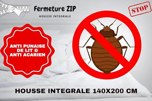 KIt Eco 5 Housses Anti Punaise de Lit 140x200 cm | Protection Matelas Economique - Fermeture Zip | 100% Imperméable et Respirant | Stop Punaises et Acariens