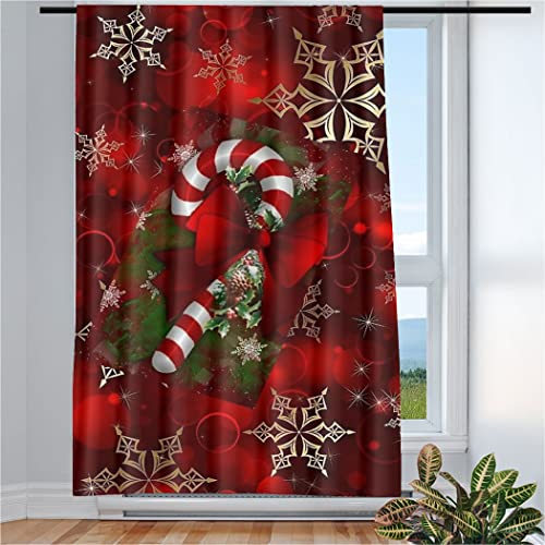 Violetpos Vorhänge Gardinen für Wohnzimmer Schlafzimmer 1 Stück Weihnachten Zuckerstange Rot 135x225cm W/H