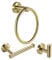 YUET Bathroom Hardware Accessories Set - SUS 304 Stainless Steel Brushed Wall Mounted Rack, Towel Ring Bar + Toilet Paper Roll Holder + Robe Hook, Bath Accessory Hooks (Brush Brass)
