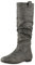 VAN HILL Damen Schlupfstiefel Warm Gefütterte Stiefel Nieten Wildleder-Optik Schuhe Flache Slouch Boots 610608 Grau 39