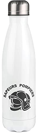 Bouteille Isotherme blanche au motif Pompier