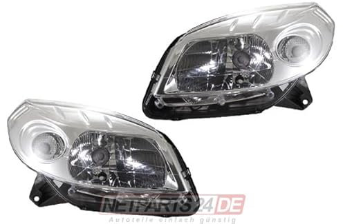 Johns, Scheinwerfer Satz passend für Dacia Sandero Scheinwerfer ab 06/2008- Satz H4 links, rechts chrom