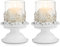 Sziqiqi White Candle Holder for Pillar Candle - Distressed Candlestick Holder Metal Hurricane Candle Holders for Birthday Easter Wedding Engagement Baby Shower Christmas Table Centrepieces Decoration