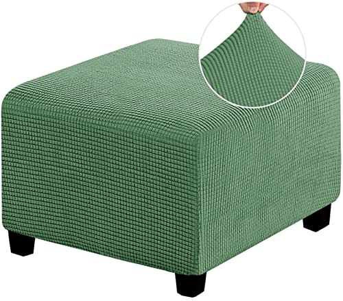 MULARE Quadratischer Hockerbezug Stretch-Ottomanenbezug, abnehmbarer waschbarer Ottomanen-Hockerschutzbezug, rechteckiger staubdichter (Fußhocker nicht im Lieferumfang enthalten), Graugrün, M