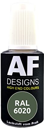 Alex Flittner Designs Stylo de laque RAL 6020 VERT OXYDE DE CHROME brillant 20ml Stylo de réparation Acrylique Laque de retouche Peinture de réparation Bois Métal Meubles Salle de bain
