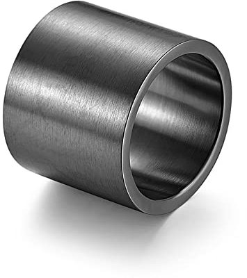 AMDXD Herren Verlobungsring in Edelstahl, Herren Ringe Eheringe Gebürstet Breit Ringe Groß für Männer, Schwarz, Gr.72 (22.9)