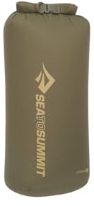 Sea to Summit - Lightweight Dry Bag L 13L - Waterproof Storage - Roll-Top Closure - Recycled Fabric - Base Lash Point & D-Ring - For Backpacking & Kayaking - 22 x 20 x 45.9cm - Olive Green - 81g