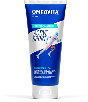 OMEOVITA SPORT - DOCCIASHAMPOO ACTIVE SPORT | Detergente Corpo e Capelli, Protegge la Cute, Con Antibatterico e Molecola Anti-Odore, 200 ml