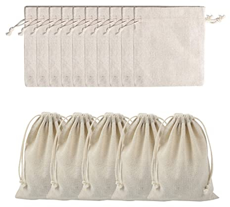 15pcs Cotton DrawstringBags,Double DrawstringCotton ClothBag,8 * 10cm Reusable Fabric Bags Small Canvas Drawstring Bags Cotton MuslinBags for Candy Jewelry Wedding Christmas Party DIY Craft