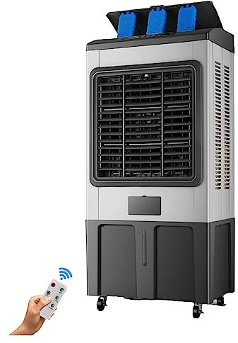 Aire Acondicionado Industrial Depósito De Agua De 100L Entrada De Aire De Gran Angular Cuerpo Metálico Cortina De Agua De Tres Lados Refrigeración Rápida De Gran Superficie Ruedas Universales