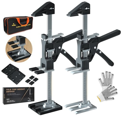 Paquete de 2 gatos de brazo de ahorro de mano de obra, elevadores de muebles de acero inoxidable de 15.5 pulgadas con bolso, herramienta de elevación de muebles de mano para instalar armarios, pisos y