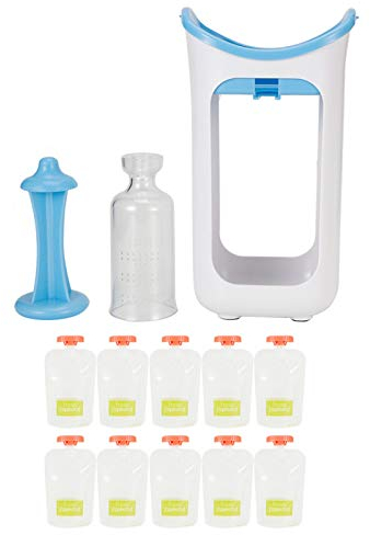 Station de Pressage, Presse-purée de Fruits, Machine à Aliments pour Bébé Station de Remplissage de Sachets Réutilisables avec Pochette De 10 Pièces