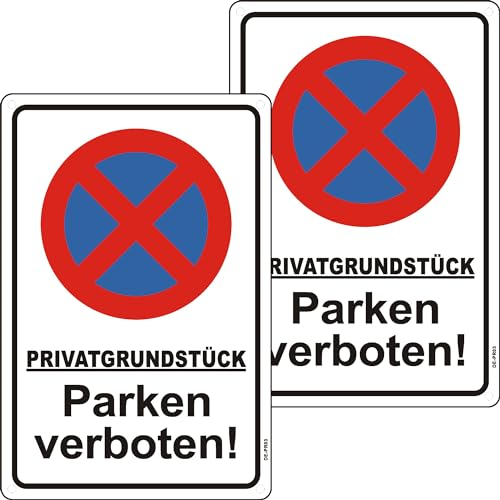 2 Stück Privatgrundstück Parken Verboten Schild Aluminium Reflektierend 30x20cm