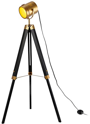 Industrial Tripod Floor Lamps for Bedroom, Stable Standing Lights for Living Room Standard Lamp with Black Tripod Pedal Switch Adjustable Height Farmhouse Antique Ground Rotation Lighting for Studio