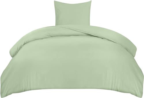 Utopia Bedding Bettwäsche 135x200 Set - Mikrofaser Bettbezug 135x200 cm + 1 Kissenbezug 80x80 cm - Salbeigrün