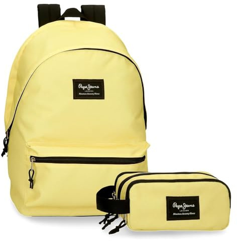 Pepe Jeans Aris colorful Mochila + Estuche escolar Portátil 15,6 pulgadas Amarillo 31x44x15 cms Poliéster 23,87L