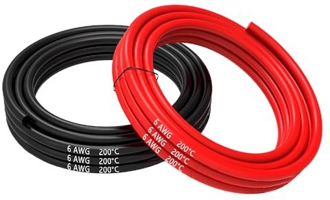 MMOBIEL AWG Cavo Elettrico Silicone - 2 Fili Separati Rosso e Nero Ciascuno per RC, Droni, Stampanti 3D, Batterie, Cavi Oratori, Strisce LED (6 Awg, 2,5m)
