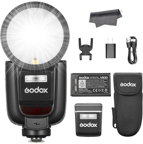 GODOX V1 Pro S V1Pro S Round Head Flash Speedlite for Sony, 2.4G Wireless HSS 1/8000s, 76Ws Li-ion Battery Speedlight, Detachable Sub Flash Support Type-C, M/TTL Flash Mode (Godox V1-S Upgraded)