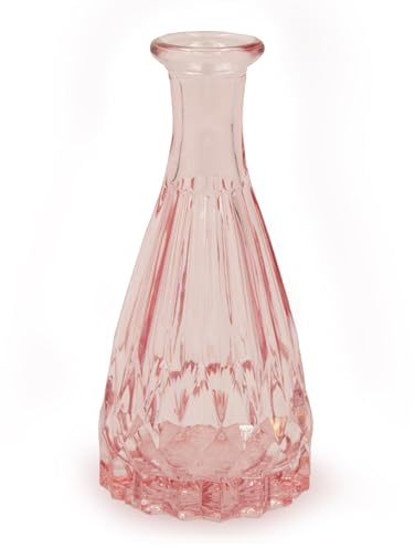 Blümelhuber Kleine Vase Glas Deko Hochzeit - Vase Klein - Vase Modern - Boho Hochzeit Deko Frühling - Pflanzen Deko Trockenblumen Set - Boho Deko (Rosa)