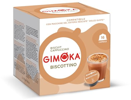 Gimoka - Biscottino - 48 Capsule Compatibili con Macchinetta Caffè Nescafé®* Dolce Gusto®* - 3 Confezioni da 16 Capsule - Made in Italy