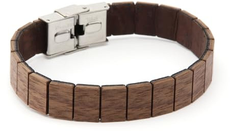 NaturSchatulle Holz Armband WOODY | Walnussholz Edelstahl Verschluss Korkarmband Holzschmuck Partnerarmband Herren Damen Frauen Armschmuck Geschenk Accessories (Thick-L)
