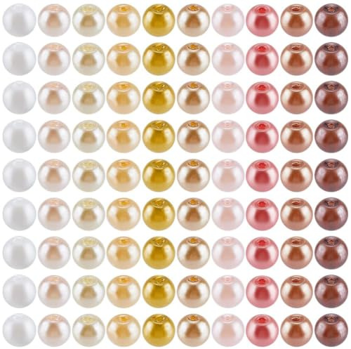 SOFPLATE 1 boîte de 1000 pièces de 10 Couleurs de Perles de Verre de 4mm Perles Rondes en Vrac Assorties Fausses Perles Nacrées Remplissage Brillant Espaceur Lisse Petite Perle pour Bracelets Fabrica