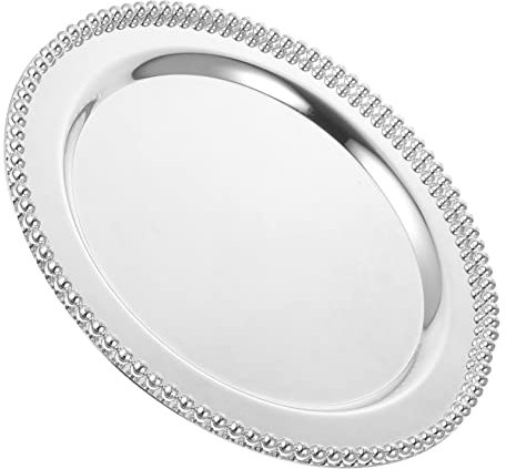 AOKWAWALIY Beaded Lace Plate Cupcake Plate Cake Rings Party Serving Platter Cake Storage Dish Candy Plate Fruit Tray Snack Serving Tray Dining Table Decoration Table Decorations Silver Iron