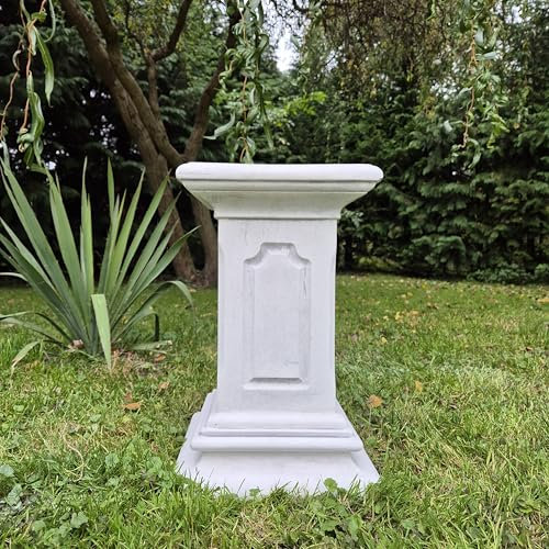FABRIQ Grande colonne 40 cm 25 kg - Colonne de fleurs en pierre coulée - Socle - Figurine en pierre résistante aux intempéries - Décoration de jardin - Colonne de ration avec un motif (gris)